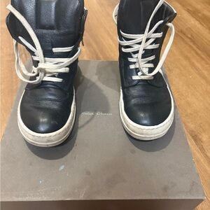 Rick Owens Kids Black and White High-Top Shoes